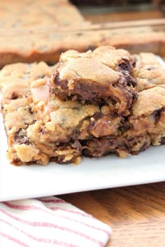 chocolate chip cookies stacked on top of each other