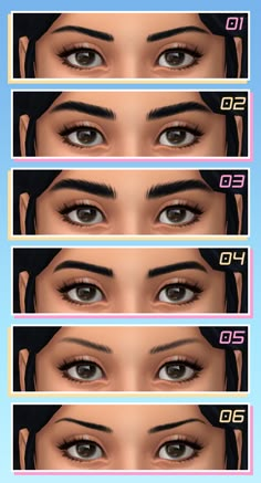 the different types of eyes are shown in this screenshoter's image,