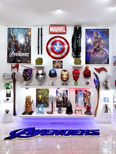 the avengers movie memorabilia is on display at the museum