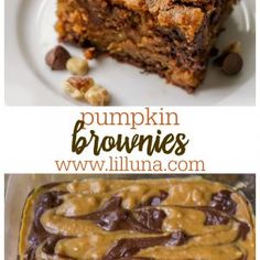 pumpkin brownies with chocolate and peanut butter