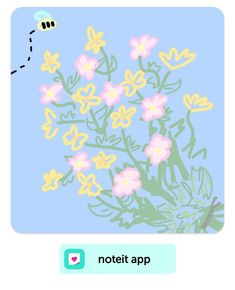 an image of flowers on a blue background with the words note app written below it