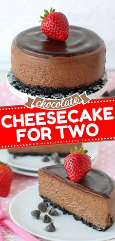 Chocolate Cheesecake for Two, chocolate dessert ideas, cheesecake recipes Small Cheesecake Recipe, Cheesecake For Two, Quick Cheesecake, Small Cheesecakes, Creamy Chocolate Cheesecake, Small Batch Baking, Mini Cheesecake Recipes, Chocolate Cheesecake Recipes, Dessert For Two