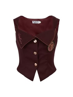 This waistcoat features a unique collaboration with Harry Potter, perfect for adding a touch of magic to your wardrobe. The tailored fit and embroidered badges give it a sophisticated and stylish look, while the front button placket adds a classic touch.  Please note that this product includes only the waistcoat.  Garment Size   	 		 			Size 			S 			M 			L 			XL 		 		 			Full Length 			40 			41 			42 			43 		 		 			Bust 			83 			87 			91 			95 		 		 			Waist 			68 			72 			76 			80 		 		 			Shou Luxury Fitted Steampunk Vest, Luxury Fitted Gothic Vest, Luxury Buttoned Outerwear For Cosplay, Luxury Red Fitted Vest, Luxury Fitted Red Vest, Luxury Fitted Embellished Vest, Coat With Uniform Uk, Harry Potter Leather Jacket, Luxury Vintage Vest With Buttons