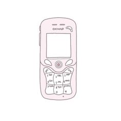 a drawing of a pink cell phone on a white background with the words drawpad written below it