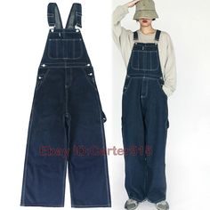 Womens Denim Wide Leg Overalls Pants Workwear Jaens Trousers Size:S-2XL Color:Black，Blue Material:Denim Description: Note: 1.Measured by hand ,may 1-2cm error.measure yourslef before order it. 2.As different computers display colors differently, the color of the actual itemmay vary slightly from the above images. 3.We can not guarantee 100% the customers can fit the shoes because of the individual size.We appreciate your understanding     Payment Delivery details Shipping Method: Air M 1980 Overalls, Overalls Big, Painter Overalls, Hello Kitty Fit, Painters Overalls, Oversized Overalls, Character Design Clothes, 90s Overalls, Baggy Overalls