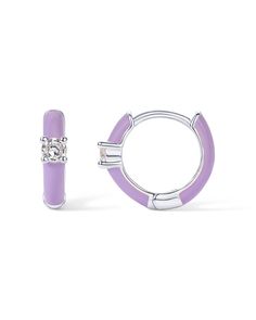 PRICES MAY VARY. Experience timeless elegance with our meticulously designed purple enamel earrings. With a diameter of 10.3mm, a 2mm thickness, and dazzling AAAAA Cubic Zirconia stones sized at 2.5mm, these earrings will be your new favorites. Their compact design ensures they complement both everyday looks and special occasions, adding a touch of sparkle and color to every outfit. Crafted with care, our earrings blend rhodium plating with purple enamel and premium AAAAA Cubic Zirconia. They're Stone Hoop Earrings, Elegant Enamel Hoop Jewelry, Small Elegant Enamel Hoop Earrings, Elegant Small Hoop Purple Earrings, Elegant Hypoallergenic Enamel Earrings, Elegant Purple Small Hoop Earrings, Elegant Enamel Hoop Earrings, Cubic Zirconia Hoop Earrings, Zirconia Earrings