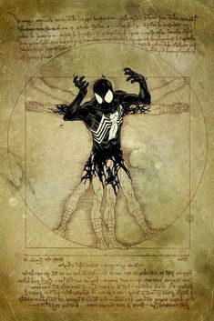 a drawing of a spider man with his arms outstretched