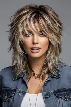 Layered Hairstyles For Curly Hair, Haircut How To, How To Do A Wolf Cut, Choppy Layered Haircuts For Medium Hair, Edgy Shag Haircut, Wolf Cut Short, Rocker Hair, Long Shag Haircut, Haircuts For Medium Length Hair