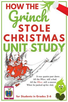 how the grinch stole christmas unit study book for students in grade 2 - 4