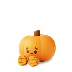 an orange pumpkin with two hands on it's face and one hand in the other's mouth