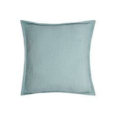 a light blue pillow on a white background