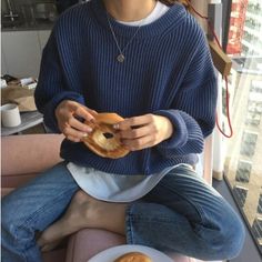 O-Neck Thick Vintage Loose Knitted Sweater – Nada Outfit Land Stile Blair Waldorf, Adrette Outfits, Fest Outfits, Paris Mode, Loose Pullover, Mode Inspo, 가을 패션, Mode Inspiration, Oversized Sweater