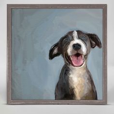 Who's A Good Boy Mini Framed Canvas - Nest Diy Dog Painting, Small Animal Paintings, Honey Art, Tiny Paintings, Art Mom, Native Artwork, Dog Artist, Animal Portraits Art