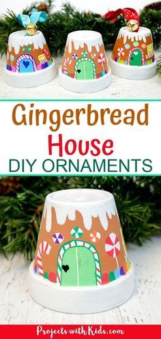 the gingerbread house diy ornament is made with paper plates and glue