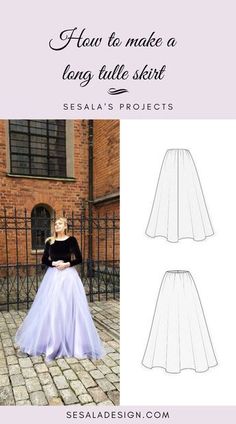 Prom Dress For Midsize, Beginner Dress Pattern Formal, Long Tulle Skirt Pattern, Sew Your Own Prom Dress, One Piece Dress Stitching Ideas, Tulle Skirt Pattern Diy, Prom Dress Diy Sewing, Dress Skirt Patterns Sewing, Formal Skirt Pattern