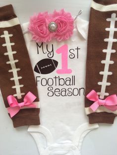 Baby Girl outfit -My 1st Football Season- baby girl outfit - football legwarmers - Newborn Football outfit - baby photo op- football outfit Laura Lynn, Baby Time, Everything Baby, Girls Clothing Sets, Baby Outfits