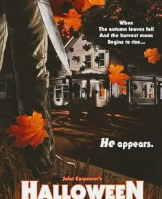 a movie poster for halloween starring john coppeno's house and his knife