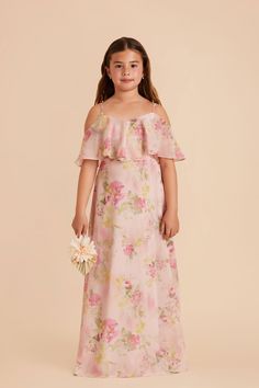 Janie Convertible Junior Dress - Vintage Pink FloralJanie Convertible Junior Dress - Vintage Pink Floral Floral Bridesmaid Dress, Bridesmaid Dress Chiffon, Junior Dress, Floral Bridesmaid Dresses, Birdy Grey, Floral Bridesmaid, Convertible Dress, Little Women, Jane Dress