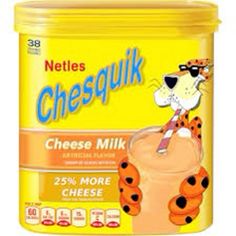 cheese milk in a can with a cartoon dog on top