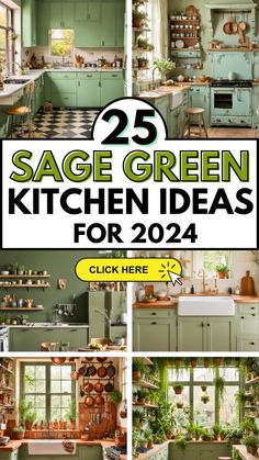 green kitchen cabinets with the words 25 sage green kitchen ideas for 2012 click here to read