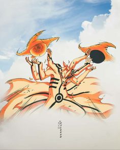 an artistic painting of two women with orange hair on their heads and arms in the air