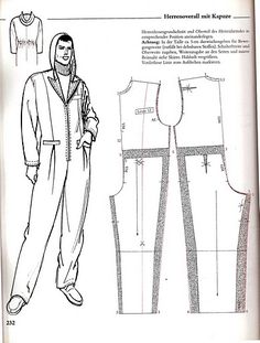 an image of a man in pajamas and hoodie sewing pattern on a piece of paper