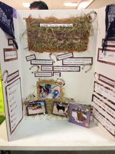 a bulletin board with pictures and information about animals