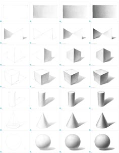 various shapes and sizes of concretes are shown in this drawing lesson for beginners