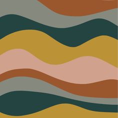 an abstract background with wavy lines in shades of brown, pink and green on top of each other