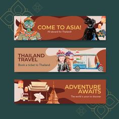 Travel Banner Design Ideas, Canva Banner Design, Banner Illustration Design, Banner Graphic, Travel Banner Design, Travel Banner, Banner Illustration, Banner Designs, Graphic Design Banner