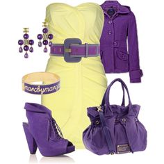 Yellow ruched dress with purple Purple And Yellow, New Dress, I Love