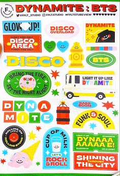 a poster with different types of stickers on it