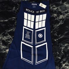 Cute Doctor Who Tardis Dress New With Tags Tardis Dress, Cinderella Dress Disney, Bug Dress, Sally Costume, Doctor Dress, Overall Jumper, Hot Topic Dresses, Tulle Mini Dress, Skull Dress