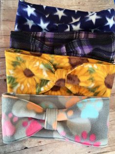 four bow ties are lined up on top of each other in different colors and patterns