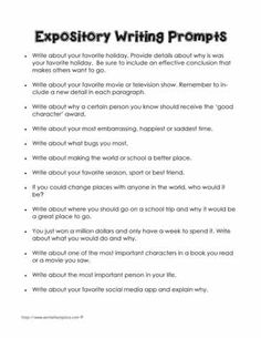 an expositor with the words expositry writing prompts written in black and white