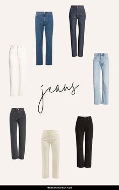 French Jeans Outfit, French Jeans, Building A Closet, French Style Outfits, Neutral Jeans, Popular Jeans, Jean Styles, Parisian Outfits