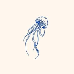 a drawing of a jellyfish in blue ink