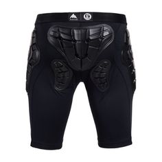 the back view of a men's shorts with knee pads and paddings