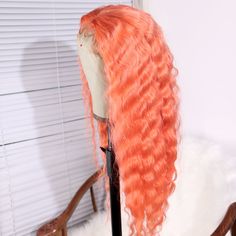 Lace Front Wig Virgin Human Hair Coral Pink 150%Density 20"