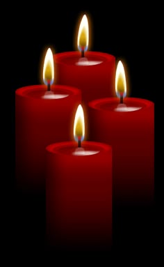 three red candles with the caption that reads,'una historia de amor '