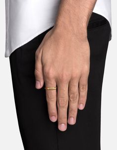 Our men's Thin Geo Diamond Ring is a reimagined look at traditional shapes, highlighted by a reworked circular signet style that's fresh and contemporary. This sleek, low-key design was made with the modern minimalist in mind. Available in gold vermeil and enhanced with a diamond. | Miansai Thin Geo Diamond Ring, Polished Gold/Pave, Size:10 Nsew Prongs, Chain Ring Gold, Rectangular Prism, Gold Pinky Ring, Three Dimensional Shapes, Antique Cushion, Summer Style Guide, Mens Rings, Black Diamond Ring