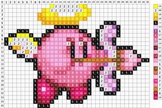 a cross stitch pattern with an elephant on the front and numbers on the back, all in different colors