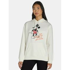 Lic Disney Knit Top perfect and comfortable for every day. A must have wardrobe essential for everyone. Get ready with these Licensed Character Hoodies available in sizes XXS-XXL. Size: S.  Color: Off-White.  Gender: female.  Age Group: adult.  Pattern: graphic. Mickey Hoodie, Disney Colors, Pattern Graphic, White Outfits, Colorful Hoodies, Winter White, Disney Mickey Mouse, Graphic Hoodie, Disney Mickey