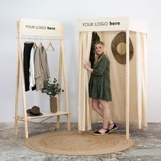 SET Chicago - garment rack and fitting room bundle for fashion designers Vendor Booth Display, Stand Feria, Fashion Showroom, Market Stands, Clothing Displays, Clothes Stand, Garment Rack, Vendor Booth, Fitting Room