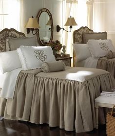 Essex Bedding by Legacy Home | Fig Linens and Home French Country Bedrooms, Traditional Bed, Linen Bedroom, Dreamy Bedrooms, Remodel Bedroom, Beautiful Bedding, White Bedroom, Guest Bedrooms, Beautiful Bedrooms