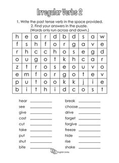 the irregular words worksheet is shown in this printable word search for kids