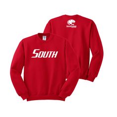 University of South Alabama Crewneck Sweatshirt - USA Jaguars Spirit Wear Furman Crewneck Sweatshirt with the logo on the front and back.  Traditional crewneck made of the NuBlend pill resistant fleece. Keep cozy and warm this winter or all year round. Unisex Sizing S-XXL.  Unisex 50/50 Cotton/Polyester  NuBlend® Pre-shrunk Fleece 8.0 oz / 271 g NuBlend® pill-resistant fleece Made with sustainably sourced USA grown cotton High stitch density for a smooth printing canvas Tear-away label 1x1 rib collar with spandex Two-needle coverstitching on collar, armholes and waistband 1x1 rib cuffs and waistband with spandex for stretch and recovery Quarter-turned to eliminate center crease Imported NO Returns or Exchanges. All of our items are embroidered once you place the order, so we are unable to School Spirit Crew Neck Sweatshirt For College Events, School Spirit Sweatshirt For College Events, School Spirit Long Sleeve Sweatshirt With Logo, Collegiate Crew Neck Sweatshirt For College Events, Collegiate Long Sleeve Tops For College Events, Letter Print Long Sleeve Tops For College, Long Sleeve Letter Print Tops For College Events, Crew Neck Tops For College Events In Fall, University Of South Alabama