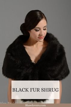 Black Fur Shrug Black Bolero, Faux Fur Shrug