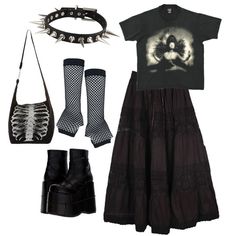 Rock Style Fashion, All Black Style, Outfit Everyday, Emo Style, Alt Outfits, Girlie Style, Alt Fashion, Grunge Goth, Fashion Styling