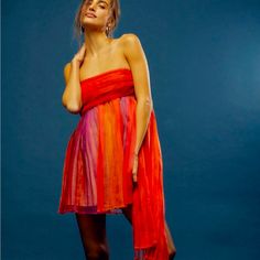 Free People, In Rainbows Mini Tulle Dress. Price Firm. Rainbow Smocked Dress, Vibrant Red Party Dress, Vibrant Red Flowy Dress, Red Silk Summer Dress, Vibrant Red Mini Dress For Summer, Red Sleeveless Dress For Fiesta, Red Summer Dress For Fiesta, In Rainbows, High Neck Mini Dress